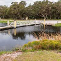 Bridge and boat ramp at Coleman Landing Campground