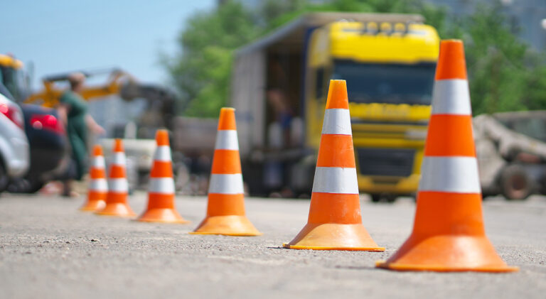 traffic cones blocking road